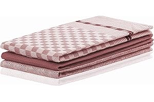 DecoKing Louie - Set di 3 Strofinacci da Cucina, 50 x 70 cm, con Gancio, 100% Cotone, Cotone, Rosa Antico, Set da 3
