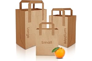 VANDERCARE Paper Bags with Handles | 50 Pack Small Kraft Brown Bags Eco-friendly | Recyclable Takeaway Lunch Grocery | Paper Gift | 9 x 7 x 3.5", 50 count
