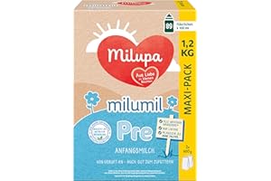‎MILUPA Milupa Milumil Pre – Anfangsmilch von Geburt an – Mit allen wichtigen Nährstoffen (laut Gesetz) – Ohne Palmöl – Im praktischen Maxi-Pack – 1,2 kg