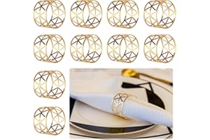 GAROMIA Ronds de Serviette 10 Serviettes de Métal Ronds de Serviette dorés Ronds de Serviette de Mariage Boucles de Serviette en métal Vintage pour dîner Noël Ramadan Communion Famille