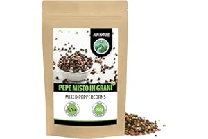 Alpi Nature Pepe Misto 250g, Grani di Pepe Interi Neri, Bianchi, Rosa e Verdi per Cucina