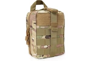 BITUOR Tactical First Aid Bag, Outdoor First Aid Kit Medicine MOLLE Pouch Survival Utility Bag Emergency Responder Medic Bag Detachable Tactical Medical Bag for Hiking Camping Traveling (Camo Khaki)