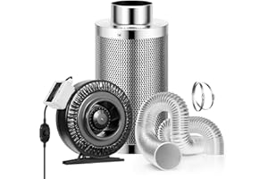 VIVOSUN Abluftset 150mm Rohrventilator mit Drehzahlregler 748m³h inklusive Aktivkohlefilter und 2,4m Luftschlauch Belüftungssystem für Growzelt Luftreinigung und Abluft Indoor Garten