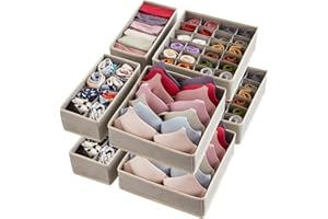 Lifewit Set di 8 Divisori per Cassetti Intima, Organizer Armadio, Separatori Pieghevoli in Tessuto per Cassetti e Scatole per Conservare Lingerie, Reggiseni, Mutande, Grigio chiaro