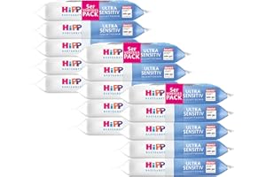 HiPP Babysanft Feuchttücher Ultra Sensitiv, 720 Stück (3er Pack mit je 5 x 48 Tücher), 99% Wasser, 0% Parfum, 0% Mikroplastik