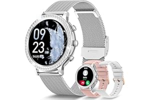 AIMIUVEI Smartwatch Donna con Chiamate Whatsapp, 1.32" HD Orologio Smartwatch 3 Cinturini Monitoraggio Ciclo 24H Cardiofrequenzimetro SpO2 Sonno Fitness Tracker per iOS Android Argento, Regalo Donna