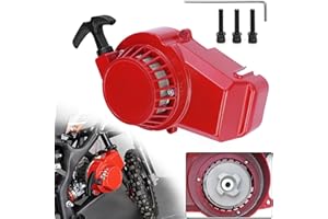 JIAYAN Recoil Starter with Screws Fits 2 Stroke Engines for 47cc 49cc Taotao Coolster SSR SX50 Moto ATV Quad Pocket Bike Go Kart-Red