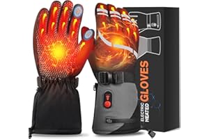 ‎STALLY Beheizbare Handschuhe, 7.4V 6400mAh Akku USB Beheizte Handschuhe für Damen Herren, 3 Heizstufen wasserdichte Touchscreen Skihandschuhe mit Heizung für Wintersport Skifahren Motorrad Fahrrad Wandern