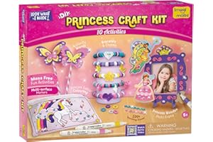Imagimake Princess Craft Kit | 10 Mess-Free DIY Activities | Bracelet Making Kit, Unicorn Pouch, Butterfly Wands & More | Unicorn Gifts for Kids | Christmas Gifts for Girls| 5 Year Old Girls Gifts