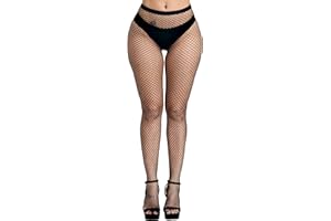 PERAMBRY Women's Pantyhose Fishnet Stockings High Stockings High Waist Suspenders Black