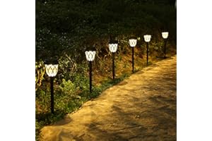 TOMSHINE Tomshin-e Solar Garden Lights Outdoor Pathway Light Solar Powered Waterproof Stake Lights Outside Ornaments for Patio Lawn Yard Ground Backyard Courtyard Dusk to Dawn Auto On/Off,6 Pack