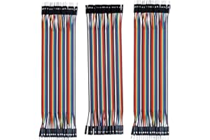 JEOPKO 120 pcs breadboard jumper wires, 40pin 20cm breadboard(80 pcs Female to Female, 40 pcs Male to Male),Multicolored Dupont Wire for simple electronic projects,breadboard kit.