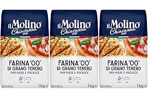 il Molino Chiavazza - Authentic Italian Soft Wheat Type ''00'' Pizza Flour 1kg - Pack of 3 | Perfect for Traditional Pizza & Focaccia