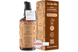 ARGANÖL BIO KALTGEPRESST | 100% Rein | Für Haare Haut & Nägel | Pipette+Pumper | Original aus Marokko | 100ml im lichtgeschützten Braunglas | Für Kosmetik | Feuchtigkeitspflege von Soena