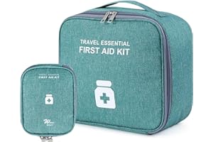 BOOAEE 2 Pièces Trousse de Secours Vide,Trousse de Premiers Secours Portable, Trousse Pharmacie Voyage Étanche Sac de Médecine Portable d'urgence de Grande Capacité pour Activités de Plein Air, Voyages(Vert)