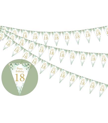 WLKQY 18th Birthday Decorations For Girls, Sage Green 18th Birthday Party Decoration Kit Include