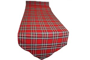Elegant Event Essentials - Red Tartan Table Runner - Traditional Scottish Tartan Pattern - Durable & Versatile Fabric - For Holiday Celebration (12" x 108")