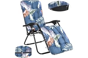 Smgbway Coussin pour chaise longue de jardin, à dossier haut, 8 cm, extra épais, avec cravate, pour chaises de plage, vacances, intérieur, extérieur, chaise longue (D)