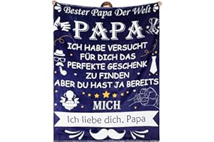 MESTECTPET Vatertagsgeschenk für Papa von Tochter Sohn, Weiche Decke Die Besten Papa Geschenk zum Geburtstag Vatertag Weihnachten, Personalisierte Geschenke Decke 1.4 * 1.8 M