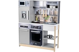 Theo Klein- Miele Family, en Bois I Table de Cuisson à Fonction Lumineuse et sonore I avec Accessoires pour Cuisines I pour Enfants à partir de 3 Ans, 7192