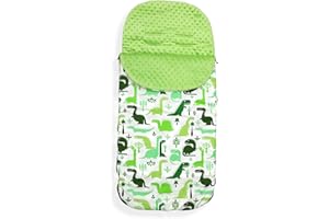 OLOBABY Universal Baby Stroller cosytoes Liner Buggy Padded Footmuff - Cotton (Dino/Green Minky)