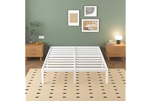 Lutown-Teen White Small Double Bed Frame 4ft with Rounded Corner Legs, Heavy Duty Metal Bed Frame Small Double, Small Double Beds 36 cm High, Noise Free, Easy Assembly