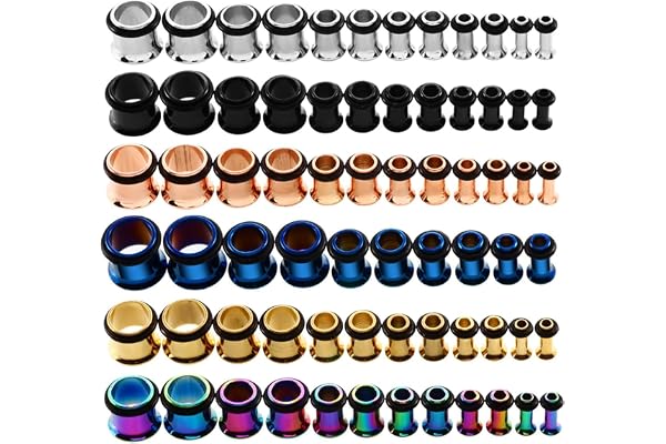 KUBOOZ 9 par rostfritt stål enkel utsvängd öronproppar kit tunnlar mätare stretchpiercingar unisex storlek 14G-00G