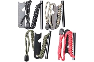 BEHOGAN 4 acciarini: selce di sopravvivenza, set di acciarino con esca paracord, pietra focaia con scintille estremamente potenti, avviamento per campeggio, attività all'aperto, bushcraft, sopravvivenza