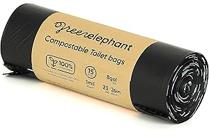 Green Elephant Portable Toilet Bags - 15 Count, Compost Certified, Ok Compost, Camp & Portaloo Toilet Liners (1 Pack)