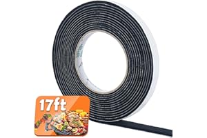 GINOYA BBQ Smoker Tape, 17 Feet High Heat Grill Seal Tape High Temp Self Stick Gasket 1/2 inch Wide 1/8 inch Thick (Black)