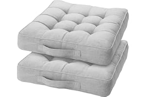 GENERIC Booster Seat Cushion, 2PCS 47cm Square Chair Pad with 10cm Thick Coccyx Support for Tailbone, Hip, and Lower Back Relief with Handle Strap for Sofa Dining Room Garden and Kitchen, Grey