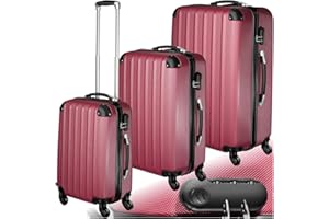 TecTake® Set de Valises de Voyage 3 Tailles Valise Grande Taille, Cabine et Petite Valise Sacs de Voyage Valises Maternité ABS avec roulettes Pivotantes 360° Cadenas Poignée télescopique