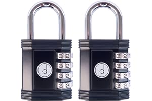 DESIRED TOOLS Kłódka do szafki (2 sztuki) 4-cyfrowy zamek szyfrowy - do szafki szkolnej na siłownię, do bramy zewnętrznej, szopy, ogrodzenia i przechowywania, metal odporny na warunki atmosferyczne, bezkluczykowy