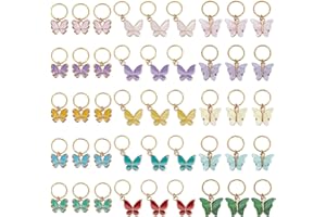 nbeads 45 Pcs Pinces à Tresse Papillon, Papillon Dreadlock Accessoires Tresse Perles Clips Poignets Anneaux Papillon Marqueur Point Crochet Pendentif Charmes Cheveux Bijoux pour Tresses Décoration