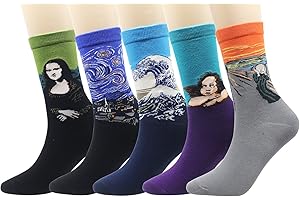 Cansok Men's Novelty Funny Happy Calf Dress Crew Socks