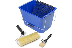 TECNO PRODIST KIT PISCINAS - Rodillo de Felpón con Cubeta Rejilla y Brocha - Cubeta 16 L con rejilla - Paletina 50mm- Especial para pintura piscinas y piedra de coronación