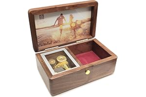 falado Carillon in legno massello con 18 note, con cornice portafoto, per Natale, compleanno, San Valentino, festa della mamma, melodia di You are My Sunshine (legno di noce)