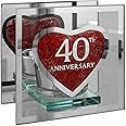 Ruby 40th Wedding Anniversary Tea Light Holder Mirrored Glass