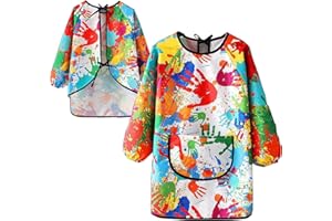 FAMIDIQGO Art Smock for Kids Waterproof Artist Painting Smocks Toddler Painting Apron avec poche pour fille et garçon