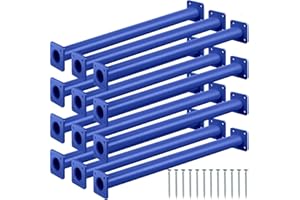 Dunzy 12 Pack Steel Monkey Bars Swing Set Accessories Rods Ladder Rungs Hardware Kit Monkey Bar with Screws for Backyard Playground Mounting Plates and Powder Coating(16.5 Inch,Blue)