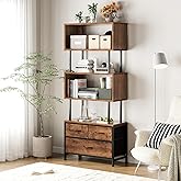 Coleshome Shelves, Book Shelf with 5 Shelves, Bookcase with 3 Fabric Drawers, Shelf Unit Suitable for Bedroom, Office, Living