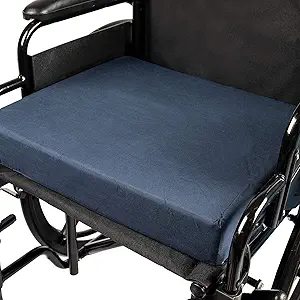 Duro-Med Polyfoam Wheelchair Cushion, Poly/Cotton Cover, Navy, 3 Inch x 16 Inch x 18 Inch