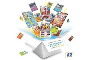 Original Pokemon Karten Set von Tobostop - 50 Verschiedene Neue Deutsche Sammelkarten - 3X Holo-Karten - 1x super seltene V,EX,VMAX Oder VSTAR Pokémonkarte Garantiert