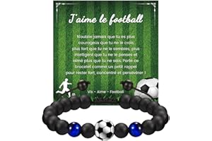 BOCHOI Cadeau Noël Enfant Bracelet Football Croix Perles Garçon Fils Anniversaire 5 6 7 8 9 10 11 12 13 14 15 16 17 18 Ans, Cadeaux Noël Original Bijoux Sport Garçon Idée Cadeau Fan De Foot