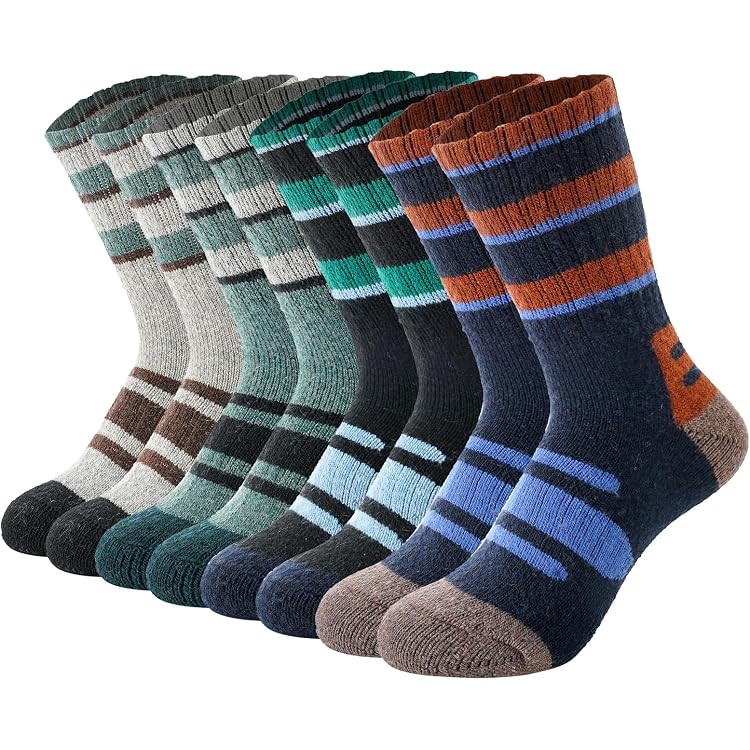 Chaussettes Laine Mérinos Enfant - 4 Paires - Chaussettes Thermiques épaisses Pour Ski & Rando - Taille 4-12 Ans - 6