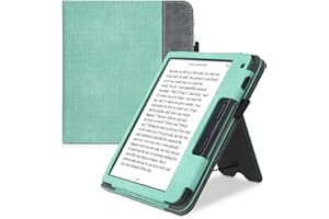 kwmobile Étui Compatible avec Kobo Libra 2 Coque - Étui à Rabat magnétique Tablette eReader Similicuir - Menthe glaciale-Gris foncé