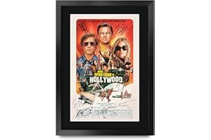 HWC Trading A3 FR Es war einmal in Hollywood Der Schauspieler Brad Pitt Leonardo DiCaprio Geschenke Printed Poster Autogramm Bild für Film-Memorabilia Fans Signed - A3 Eingerahmt