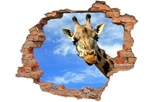 WALLSPIRIT WCB Wandtattoo - Wanddurchbruch mit Aussicht auf Giraffe 50 x 41 cm - Wandsticker