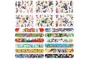 Siphus Snap Pulsera Niños, Fiesta de Cumpleaños Infantil, 12 PCS Slap Pulsera + 6 PCS Tattoo Niños, Slap Pulseras de Juguete para Niño, Regalo de Cumpleaños para Niños Niñas