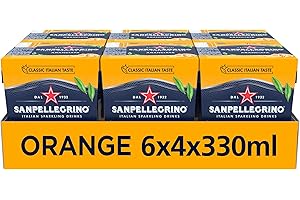 San Pellegrino Italian Sparkling Drinks Classic Taste Original Sparkling Orange Canned Soft Drink 24 Pack (6 Pack x 4 x 330ml)